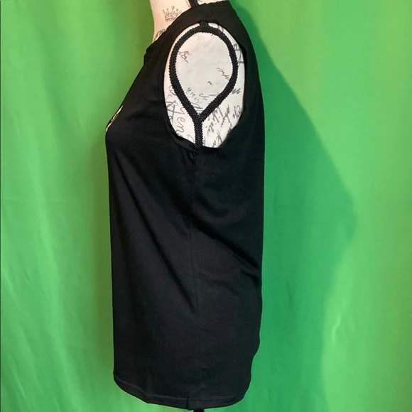 Black Sleeveless Top with Just Breathe Dandelion Print - Picture 2 of 4